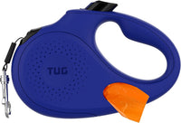 TUG Oval 360° Tangle-Free Retractable Dog Leash with Integrated Waste - Blue / Small
