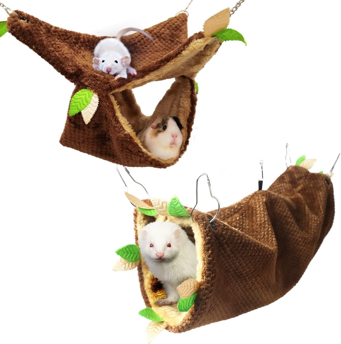 LEFTSTARER Guinea Pig Ferret Rat Hammock Toy Small Animal Cage - 2.Triangle hammock + tunnel