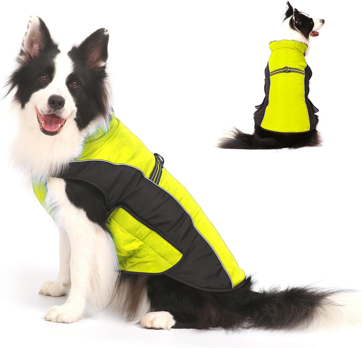 Gimilife Dog Coat, Waterproof Reflective Warm Dog Jacket Clothes for Winter – Essentials for Dogs - Fluorescent Yellow / XL ( 42-65 LB | 20.47"Neck Girth )