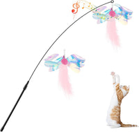 Pawaboo Cat Feather Wand Interactive Toy - Pink Butterfly