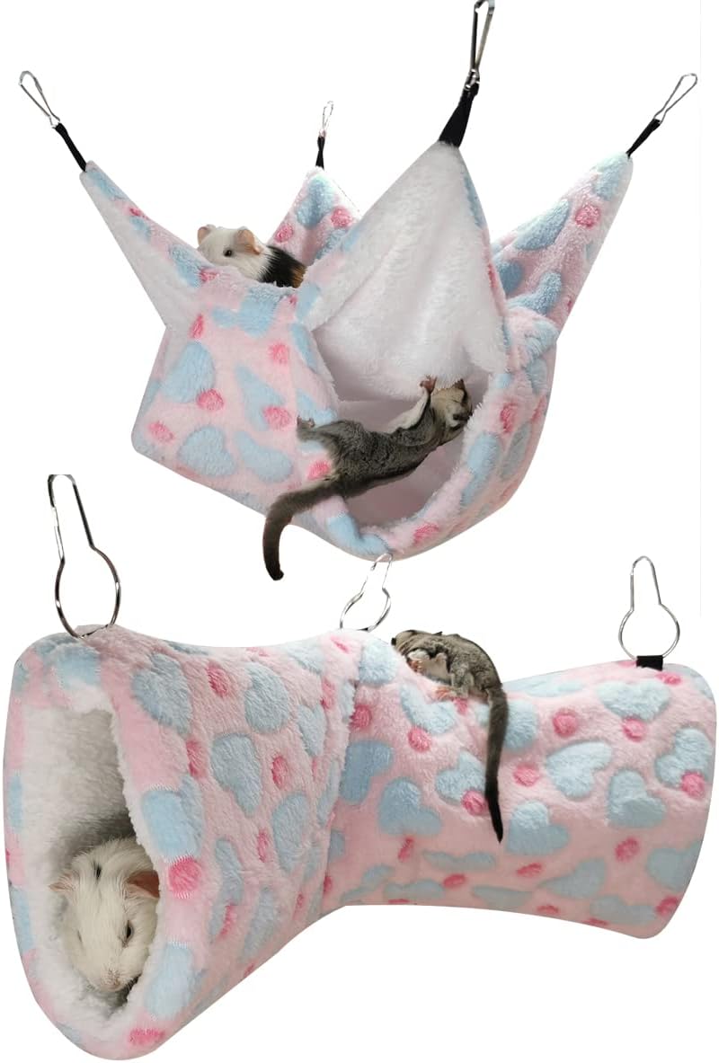 LEFTSTARER Cashmere Pet Bed Mat and Toy - Hammock set Heart-Pink