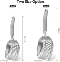 Cat Litter Scoop, Kitty Metal Scooper with Long Handle – Daily Care for Cats - Medium / Gray - image 3