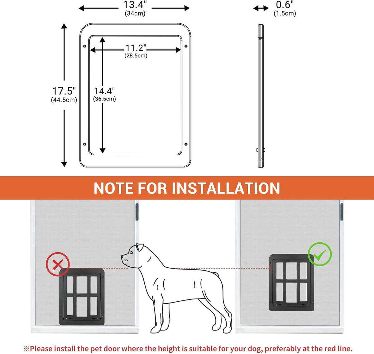 Dog Door for Screen Door, Cat Door Screen Small Dog Door Insert for Sliding Door Easy Install - 11.2" x 14.4" Black Large - image 3
