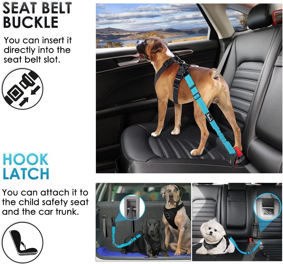 SlowTon Dog Car Seat Belt - Blue / 35.5in- 1 Pack - image 2