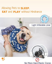 Supet Inflatable Dog Cone Collar for Large Medium Small Dogs, Soft Cone Collar for Dogs Cats, ECollar Doggie Neck Donut Dog Cone Alternative After Surgery