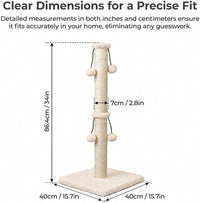 Dimaka 29in Cat Scratching Post - Beige / 34 inches for Large Cats - image 2