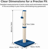 Dimaka Tall Cat Scratching Post Tree Scratcher with Sisal Rope - Blue / 34 inches for Large Cats - image 2