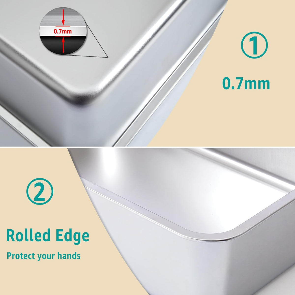 Stainless Steel Litter Box 2 Pack，Metal Litter Box - 2packs-L-6" H - image 4