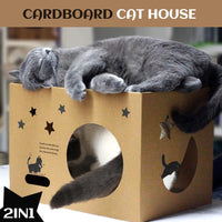 ARGOPET Cat Cardboard House with 2 PCS Scratching Pads – Essentials for Cats - Wood-Star - image 3