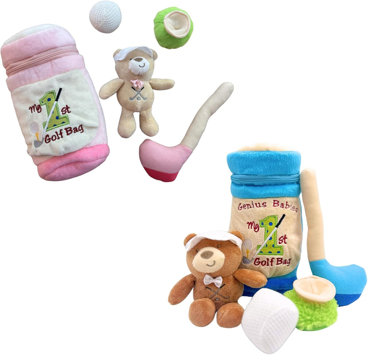Genius Baby Toys My First Golf Bag plush baby golf toy set with club, ball, tee and teddy bear - view 3