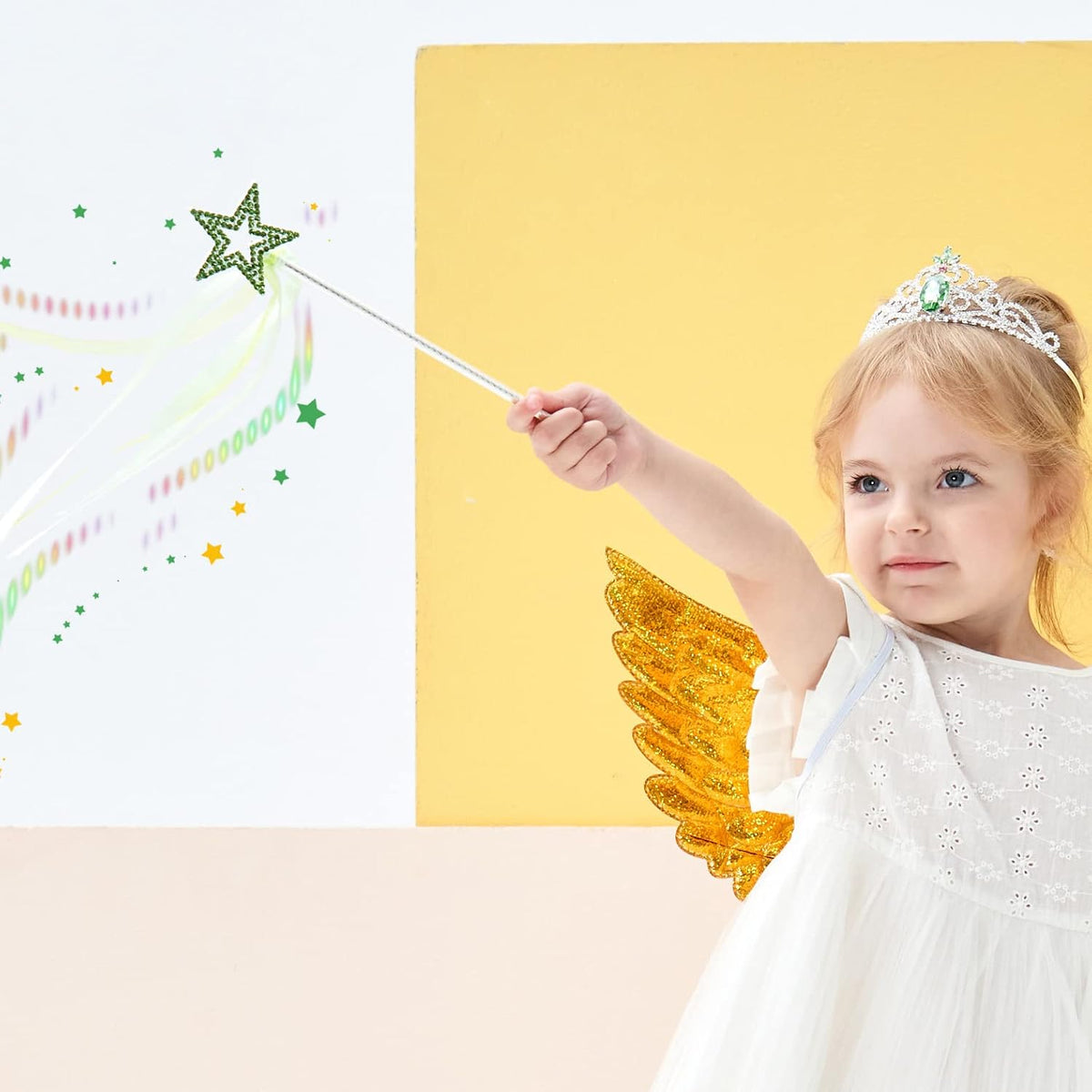 Lovelyshop Crystal Metal Star Fairy Wand with Ribbon - Light Green - image 3