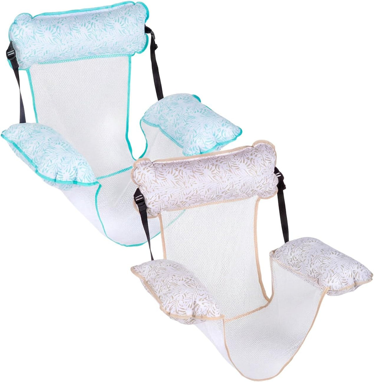 Aqua Monterey floating pool hammock chairs, 2 pack in aqua teal and beige - view 2