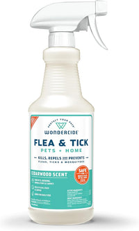 Wondercide - Flea, Tick & Mosquito Spray for Dogs, Cats, and Home - Tick Killer, Control, Prevention, Treatment - with Natural Essential Oils - Pet and Family Safe - Cedarwood 16 oz