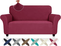 Super Stretch Couch Cover Universal Sofa Covers with Elastic Bottom - - Wine Red / Medium (57"-70")