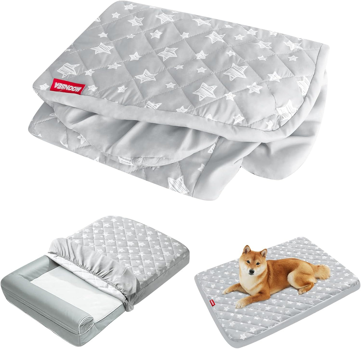 Waterproof Dog Bed Covers Replacement Lovely Grey Star Print - Grey Star / 27 x 36 x 6 inch