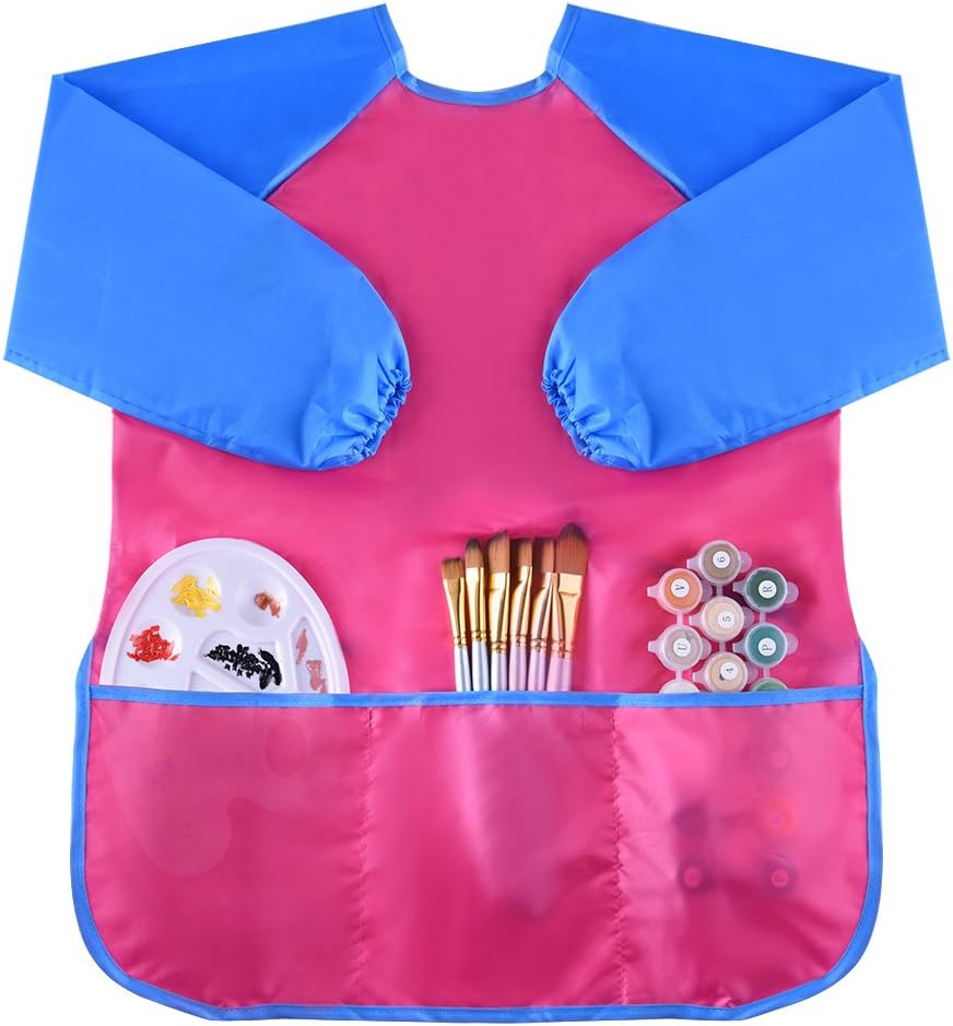 KUUQA Waterproof Children Art Smock Kids Art Aprons – Fun for Kids & Family - Blue, Red, Yellow, Pink / 4 - image 3