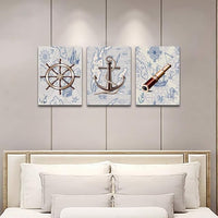 ocean theme steering wheel telescope ship pendant Canvas Prints bathroom Wall Art for Bedroom Wall decor Artworks Pictures wall decorations for living room,3 piece Home decor kitchen wall paintings