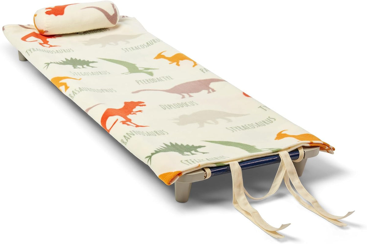 ROLLEE POLLEE Nap Sac Roll Up Napping Blanket with Attached Pillow - Dino Roll Call