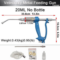 20ML Veterinary Metal Feeding Gun, Continuous Drench Gun Dosing Device Veterinary Adjustable Medicine Dispenser Husbandry Autonomous Feeding Tool, for Pig Cow, Sheep, Horse (Blue, 20ML No Bottle)
