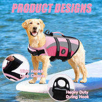 EMUST Dog Life Jacket, High Visibility Dog Life Vests with 2 Rescue Handles – Essentials for Dogs - XXL / NewPink - image 3