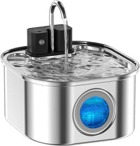 Cat Water Fountain Wireless, Stainless Steel-Rechargeable - Fountain + 1 filter+ 1Sponge
