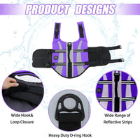 EMUST Dog Life Jacket, High Visibility Dog Life Vests with 2 Rescue Handles – Essentials for Dogs - Medium / Purple - image 3