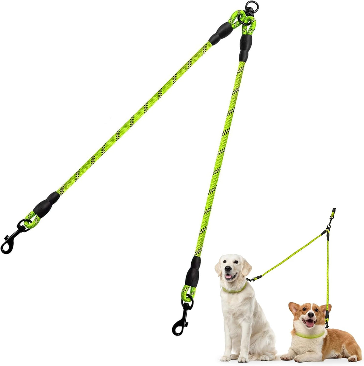 Taglory Double Dog Leash Coupler for Two Dogs - 30 Inch (Pack of 1) / Green