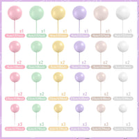 48 Pcs Balls Cake Topper Decorations Balloon Cupcake Toppers Foam - Pink,green,yellow,purple,brown,white - image 2