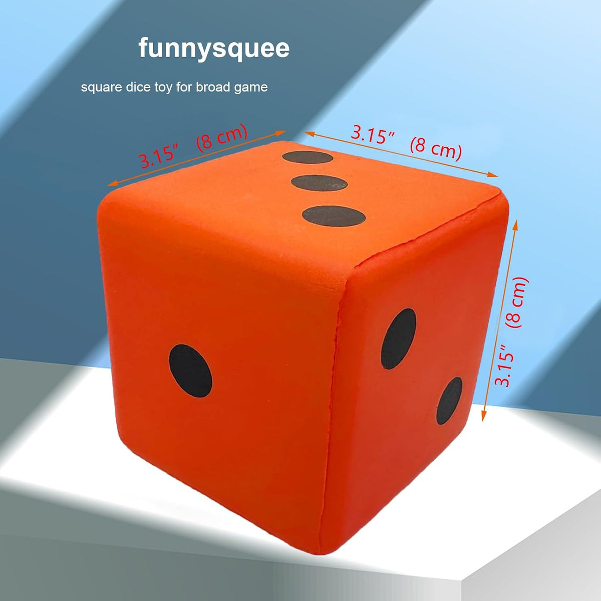 funnysquee 3.15 inch foam dice toy with large numbers, Fortunate Red - view 14