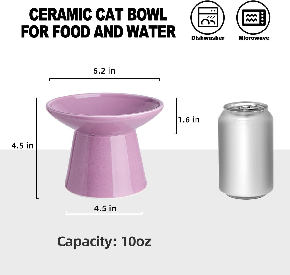 Ceramic Elevated Cat Food Bowls, 6.2" Wide - Dark Purple / 2 Pack - image 2