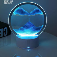 rysnwsu Moving Sand Art Picture Round Glass 3D Deep Sea Sandscape - Black / Button-Control - image 2