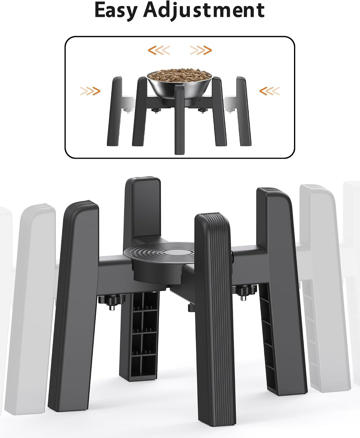 Dog Bowl Stand with Adjustable Height and Width [Stand Only] – Essentials for Dogs - 1 Pack Stand+Bowl / H: 6.3''; W: 6.1-10.4'' - image 2