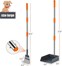 Niubya Pooper Scooper for Dogs, Metal Poop Scooper Tray and Rake Set with Adjustable Long Handle, Dog Pooper Scooper for Pet Waste Removal