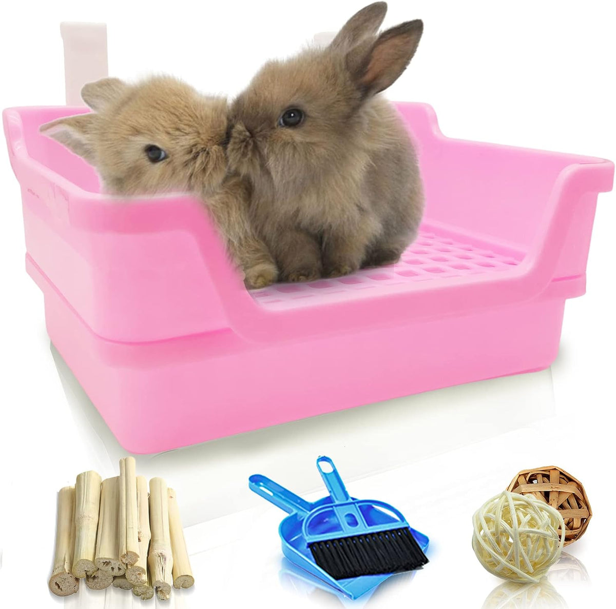 Hamiledyi Rabbit Litter Box Extra Large Bunny Litter Boxes – Daily Care for Small Pets - X-Large / Pink