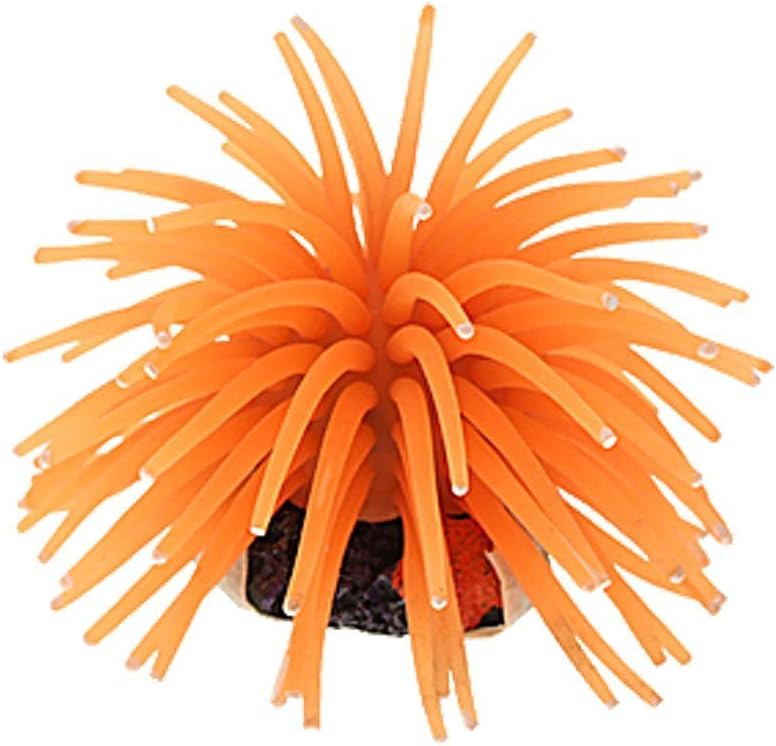 Silicone Sea Anemone Aquarium Decoration Coral Ornament – Essentials for Fish - Orange