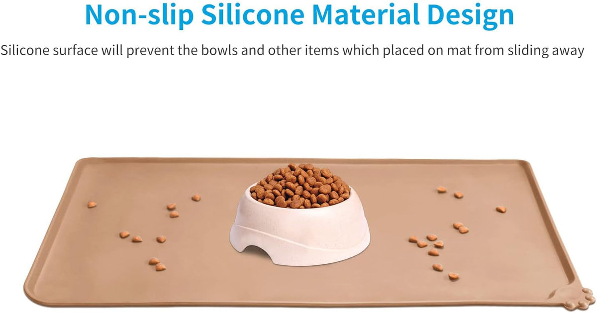 AUDWUD Waterproof Silicone Pet Feeding Mats - Apricot / 34" x 23" - image 2