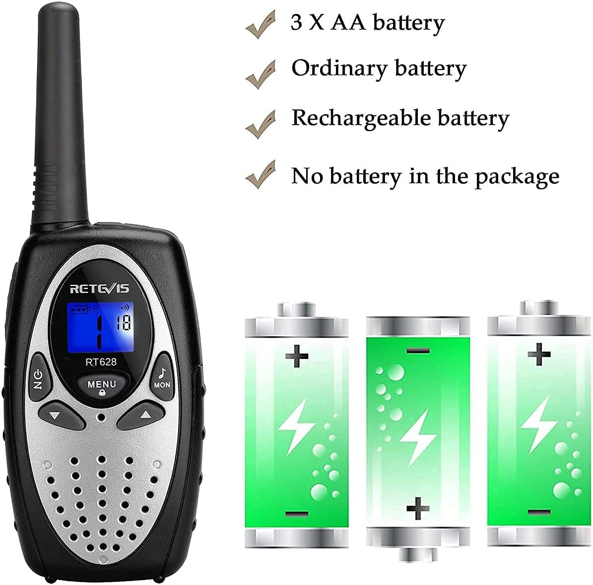 Retevis RT628 Walkie Talkies for Kids - Silvery / 4 - image 2