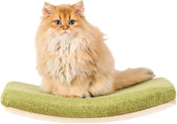 Curved Cat Shelves and Perches - Wood Shelf+Green Cushion