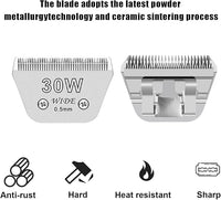 2PCS 30W Wide Blades for Dog Grooming Blades Compatible with Andis,Oster A5,Wahl km10 Dog Clippers,Size-#30W, 1/50 Inch Cut Length (0.5mm) (2pcs #30W)