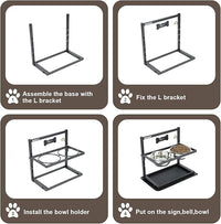 Elevated Dog Bowls with Slow Feeder for Large Dogs – Adjustable Raised Stand with 2 Stainless Steel Bowls & Spill-Proof Mat, Non-Slip Dog Feeder for Large & Medium Dogs (Black)