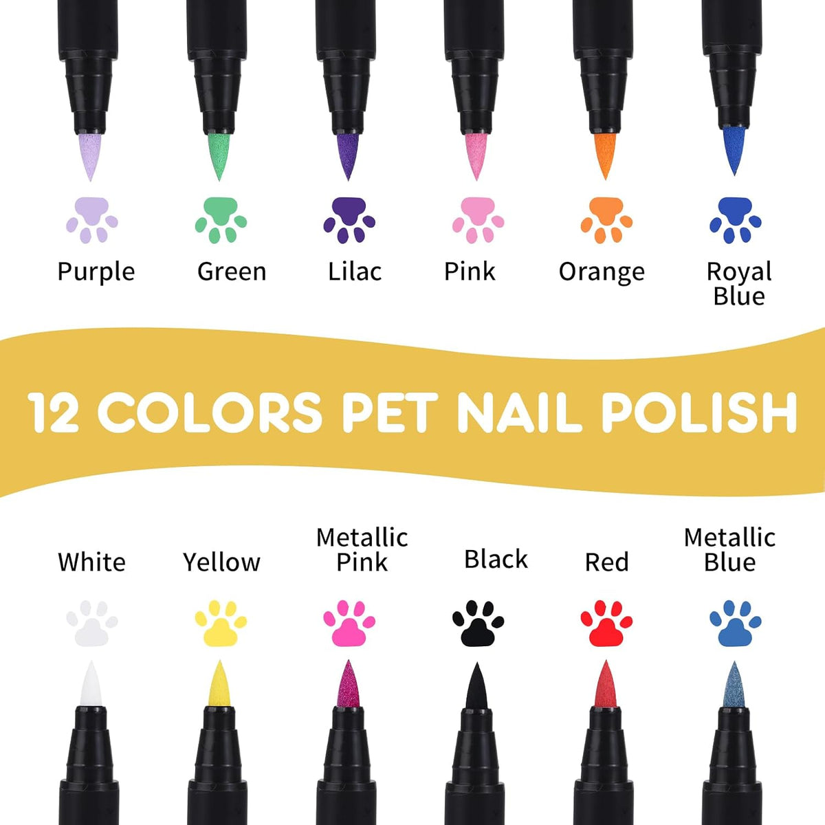 9 Colors Dog Nail Polish Pens Quick Dry, Dog Safe Nail Polish - 0 Fl Oz (Pack of 12) - image 3