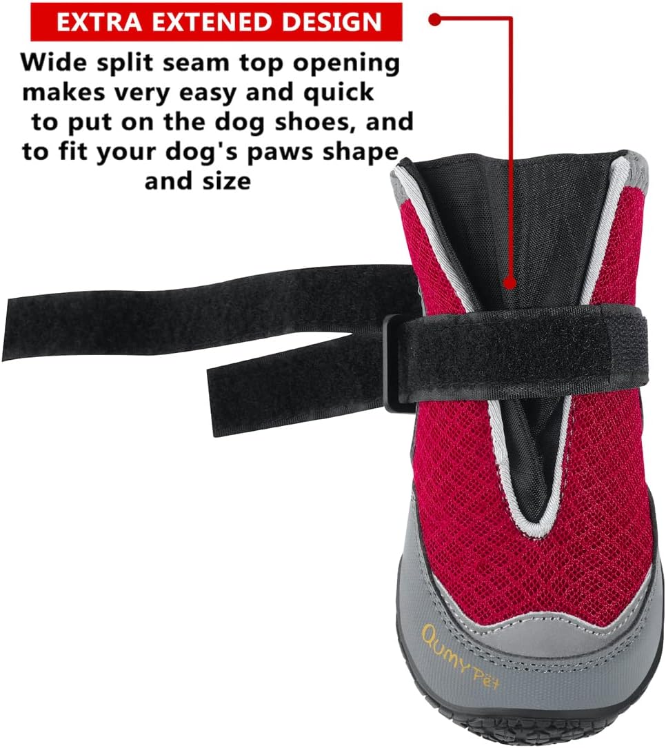 QUMY Dog Shoes for Large Medium Dog Boots & Paw Protectors for Hot - Red / Size 4: 2.2''x2.6''(W*L) for 31-40 lbs - image 4