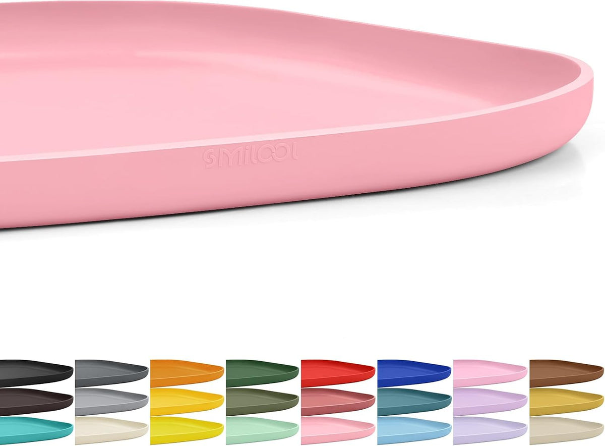 SMILOOL Waterproof Silicone Pet Food Mat with Raised Edge for Dog - Sakura Pink / 12"L x 12"W