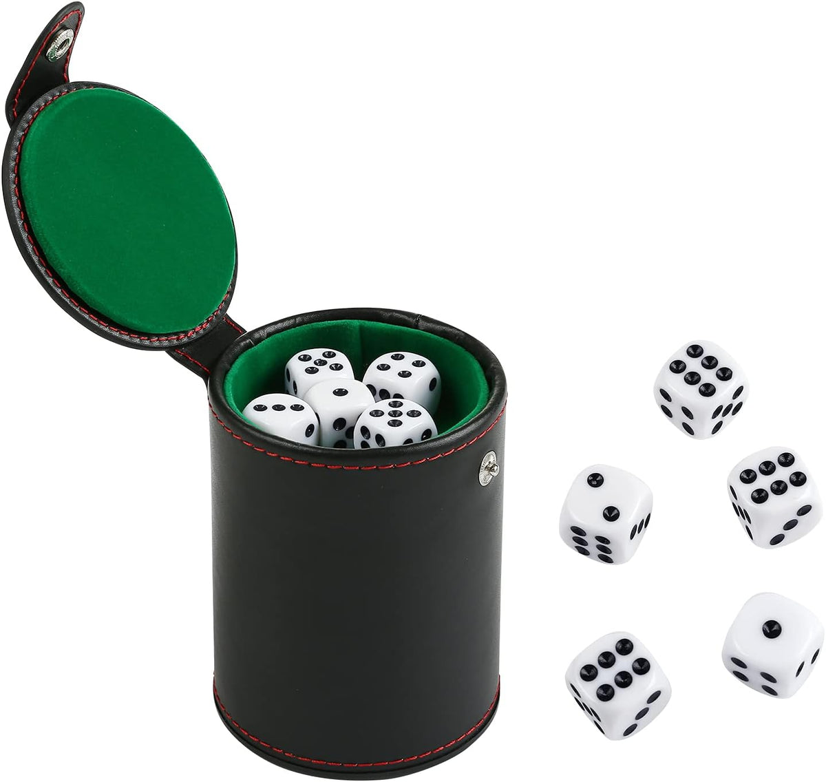GWHOLE leather dice cup with soft lining and 10 transparent 16mm dice - view 3