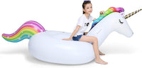 Jasonwell Big Inflatable Unicorn Pool Float Floatie Ride On with Fast - Rainbow / X-Large - image 4