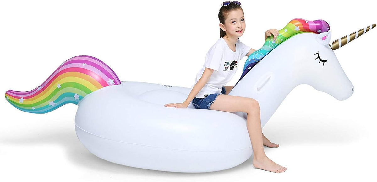 Jasonwell Big Inflatable Unicorn Pool Float Floatie Ride On with Fast - Rainbow / X-Large - image 4