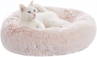 Calming Fluffy Donut Dog Bed for Large Dogs, 36" Round - 23.0"L x 23.0"W x 7.0"Th / Pink
