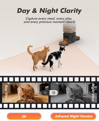 Automatic Cat Feeder for 2 Cats, Timed Cat Food Dispenser - Matte Black / Camera & WiFi-Two Bowls - image 3