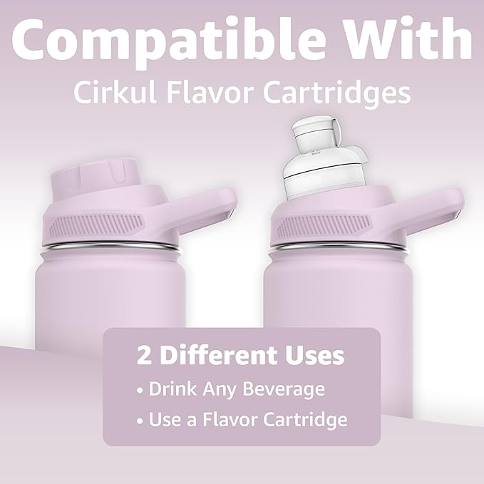 Chill Oasis Water Bottle | Compatible With Popular Flavor Cartridges | BPA Free, Leak Proof, Double-Walled Vacuum Insulated Stainless Steel, and Dishwasher Safe | Cold for 24 Hours (Lavender, 12oz)