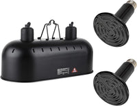 15inch Dual Reptile Light Fixture Dual Reptile Heat Lamp – Essentials for Reptiles And Amphibians - 15inch with 2PCS 150W ceramic heat emitter